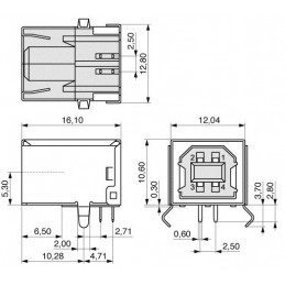 Prise USB femelle type B pour PCB