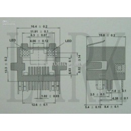 Prise RJ45 femelle à souder avec LED jaune et verte