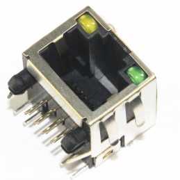 Prise RJ45 femelle à souder avec LED jaune et verte
