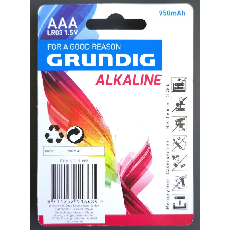 Piles alcalines LR03 - AAA - 950mAh
