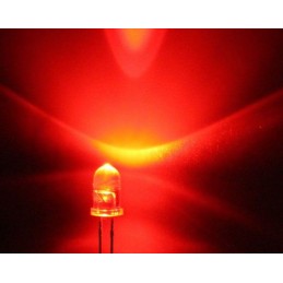 10x LED transparente 5mm  - Couleur de la lumière émise: rouge