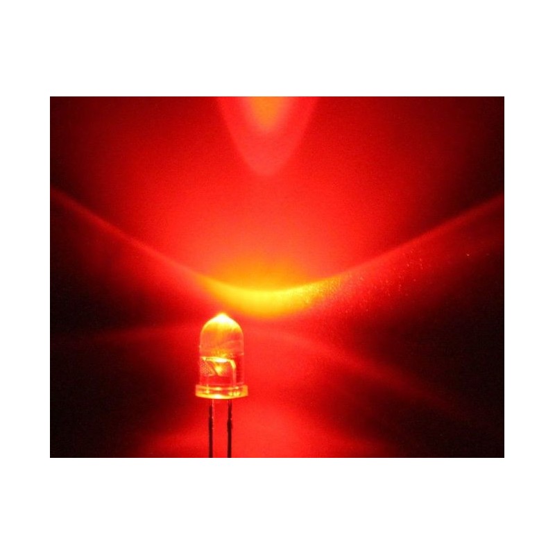 10x LED transparente 5mm  - Couleur de la lumière émise: rouge